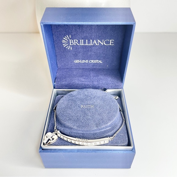 Brilliance Jewelry - NWT, brilliance, genuine crystal faith heart, cross silver bracelet bracelet